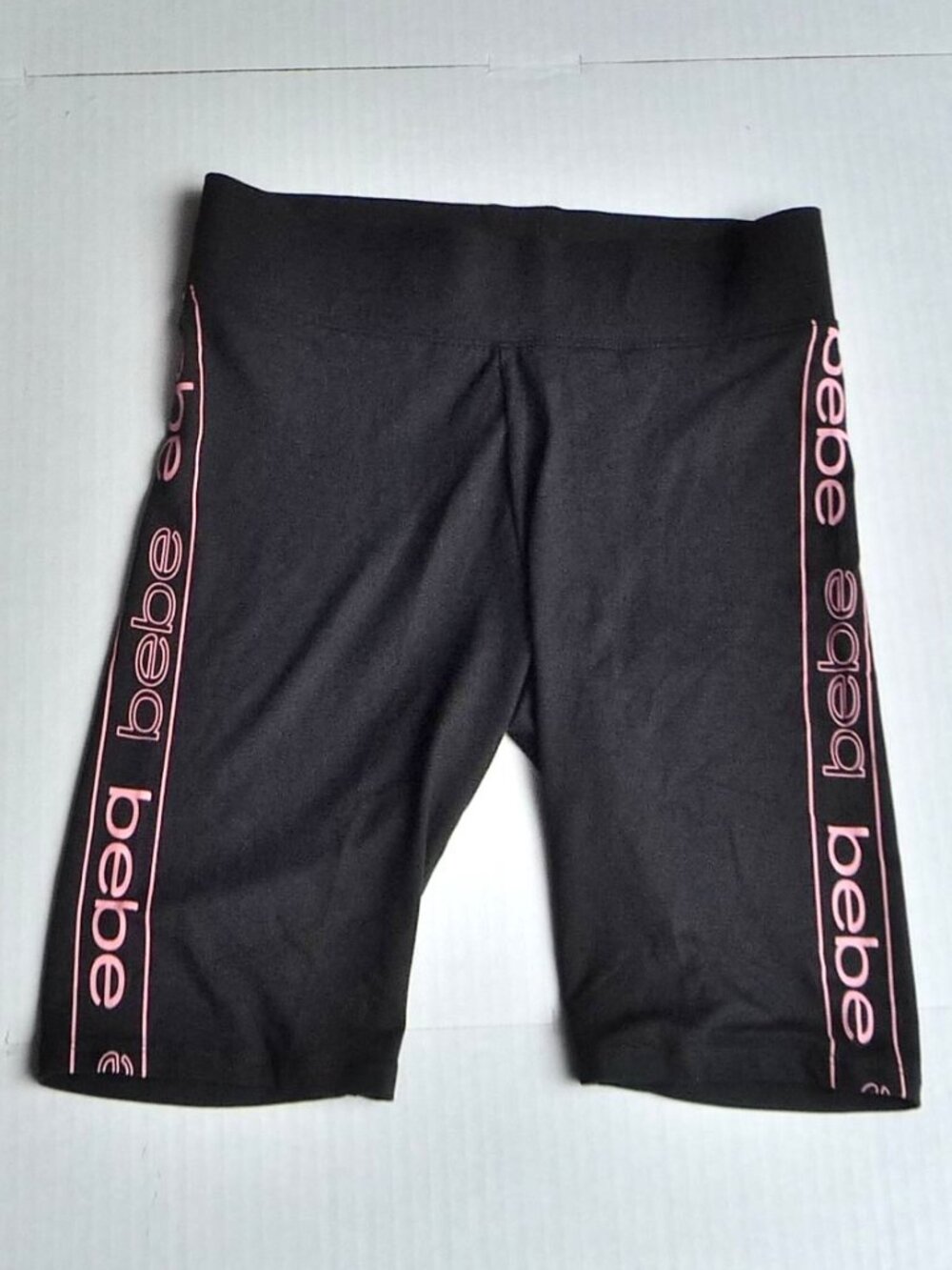 Bebe Black/Pink Logo Biker Shorts SMALL